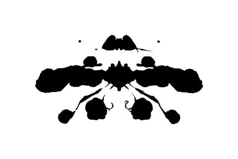 Rorschach inkblot test illustration, random symmetrical ink abstract ink stains. Stock Illustration