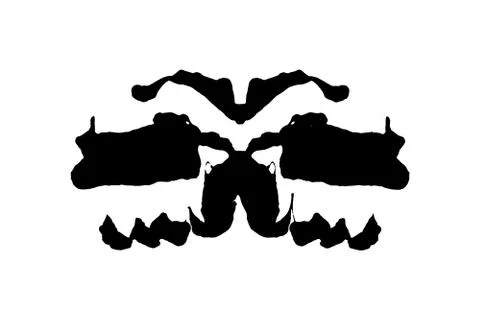 Rorschach inkblot test illustration, random symmetrical ink abstract ink stains. Stock Illustration