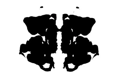 Rorschach inkblot test illustration, random symmetrical ink abstract ink stains. Stock Illustration