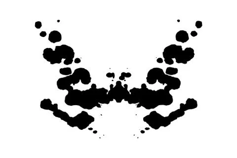 Rorschach inkblot test illustration, random symmetrical ink abstract ink stains. Stock Illustration