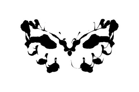 Rorschach inkblot test illustration, random symmetrical ink abstract ink stains. Stock Illustration