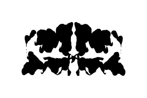 Rorschach inkblot test illustration, random symmetrical ink abstract ink stains. Stock Illustration
