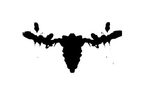 Rorschach inkblot test illustration, random symmetrical ink abstract ink stains. Stock Illustration