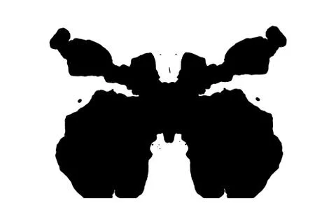 Rorschach inkblot test illustration, random symmetrical ink abstract ink stains. Stock Illustration
