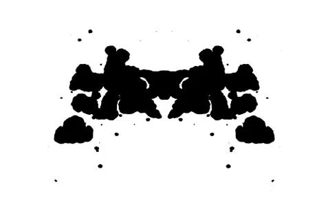 Rorschach inkblot test illustration, random symmetrical ink abstract ink stains. Stock Illustration