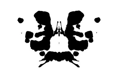 Rorschach inkblot test illustration, random symmetrical ink abstract ink stains. Stock Illustration