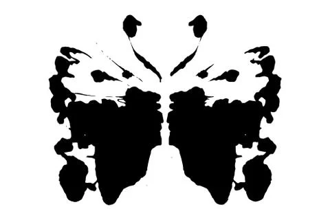 Rorschach inkblot test illustration, random symmetrical ink abstract ink stains. Stock Illustration
