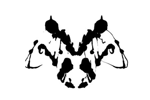 Rorschach inkblot test illustration, random symmetrical ink abstract ink stains. Stock Illustration