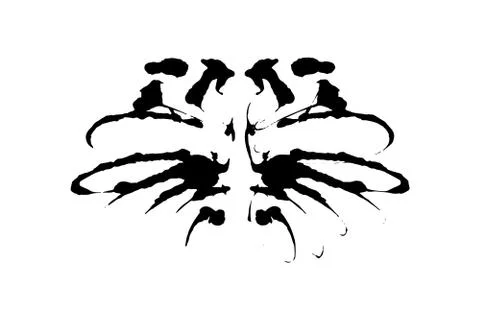 Rorschach inkblot test illustration, random symmetrical ink abstract ink stains. Stock Illustration