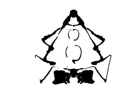 Rorschach inkblot test illustration, random symmetrical abstract ink stains. Stock Illustration