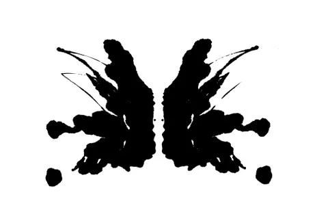 Rorschach inkblot test illustration, random symmetrical abstract ink stains. Stock Illustration