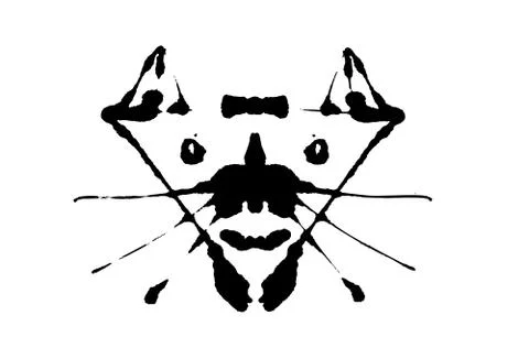 Rorschach inkblot test illustration, random symmetrical abstract ink stains. Stock Illustration