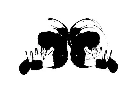Rorschach inkblot test illustration, random symmetrical abstract ink stains. Stock Illustration