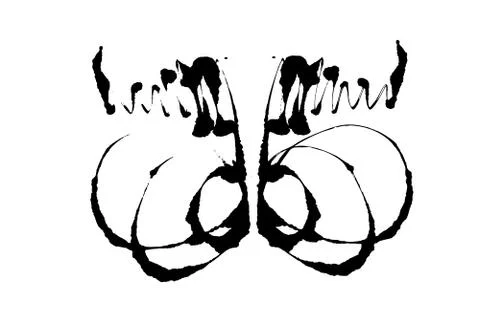 Rorschach inkblot test illustration, random symmetrical abstract ink stains. Stock Illustration