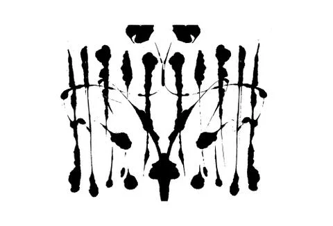 Rorschach inkblot test illustration, random symmetrical abstract ink stains. Stock Illustration