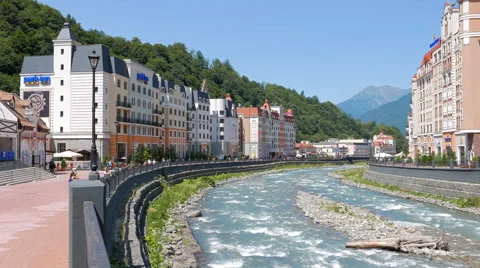 Rosa Khutor, Mzymta River, Sochi, Russia. 4K Video stock 52777102