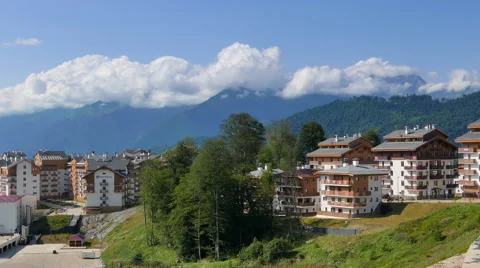 Rosa Khutor, Shelter Panda. Olympic Village. Sochi, Russia.. 4K Stock Footage 52815308