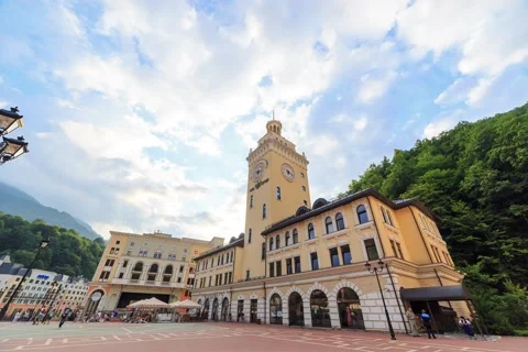 Rosa Khutor Tower Clock. HDR. Time Lapse. Sochi, Russia. 4K+ Video stock 54266073