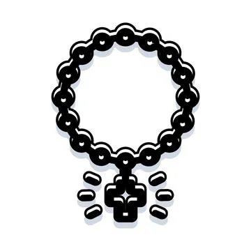 Rosary beads with cross symbol for devotion and prayer Stock Illustration