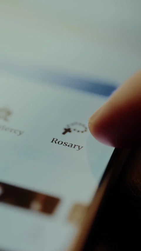 Rosary Catholic devotion displayed on smartphone application Stock-Footage 326944678
