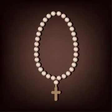 Rosary with cross Illustrazione stock