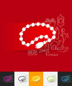 Rosary paper sticker with hand drawn elements Stock Illustration