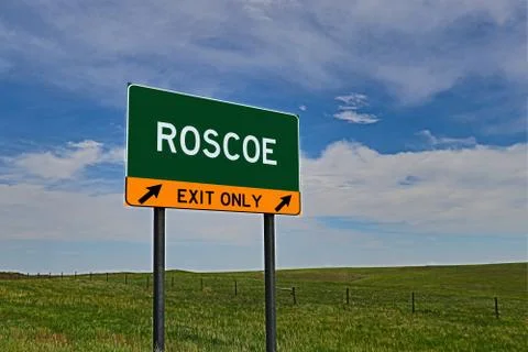 ROSCOE US Highway Exit Only Sign Stock Photos