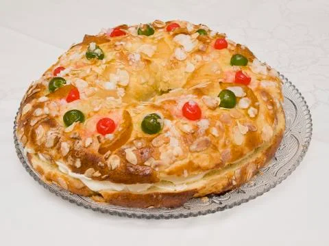 Roscon de reyes cake typical of Spain Stock Photos