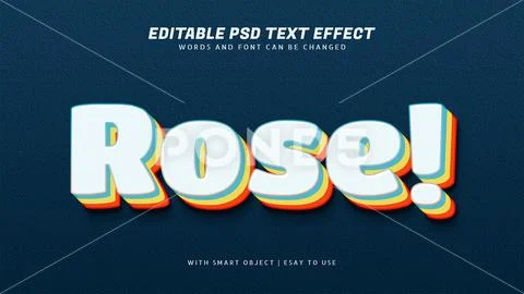Rose 3d retro style text effect editable PSD Template