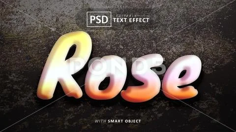 Rose 3d text effect editable PSD Template