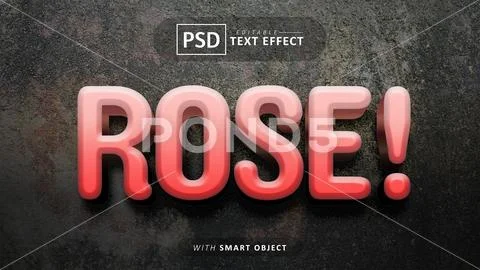 Rose 3d text effect editable PSD Template