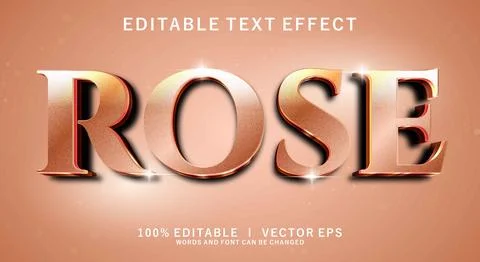 Rose 3d vector text effect with modern style design Stock Illustration