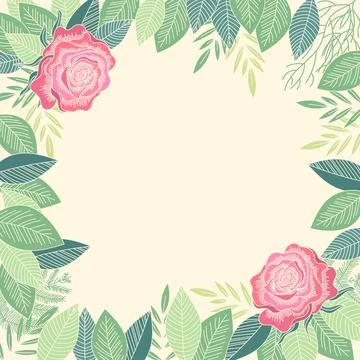 Rose and leafs border Stock Illustration