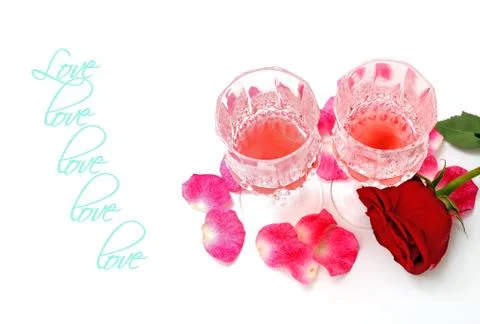 Rose and wine Stock Photos