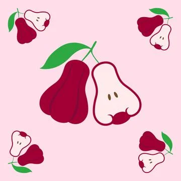 Rose apple fruit seamless for pattern fabric, simple rose apple fruit cute .. Stock Illustration