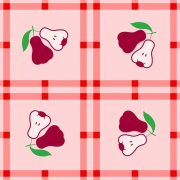 Rose apple fruit seamless for pattern fabric, simple rose apple fruit cute .. Stock Illustration