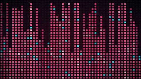 Rose aqua equalizer bars LED grid background, dot matrix display motion loop Stock-Footage 342634579