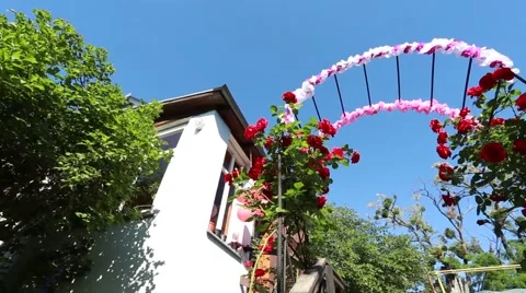 Rose Arch In the Garden Video stock 51446480