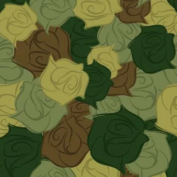 Rose army seamless pattern. Military texture of flowers. Vector flower protec Stock Illustration
