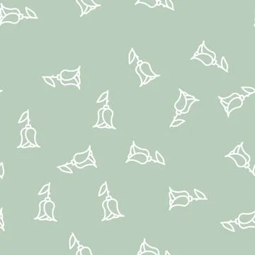 Rose aromatic flower line vector seamless pattern Illustrazione stock