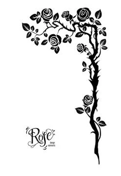 Rose black branch Illustrazione stock