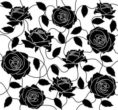 Rose black seamless Stock Illustration