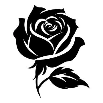 Rose black vector icon on white background Stock Illustration