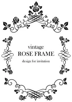 Rose black vintage frame Stock Illustration