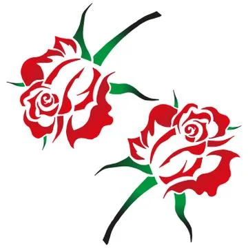 Rose blooming icon. Vector illustration of a rose bud with leaves. Hand drawn Stock-Illustration
