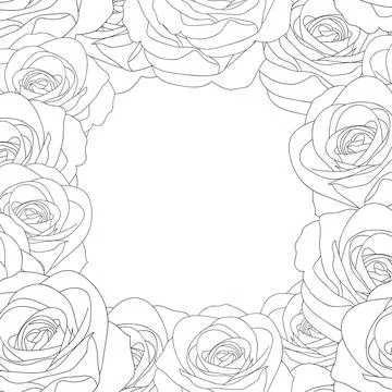 Rose Border Outline2 Stock Illustration