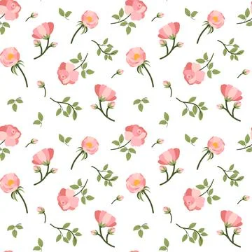Rose bud and green leaf seamless pattern for fabric design Stock Illustration