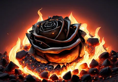 A rose burning on black background Stock Photos