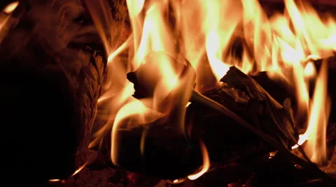 Rose burning in a fireplace Stock Footage 63308134