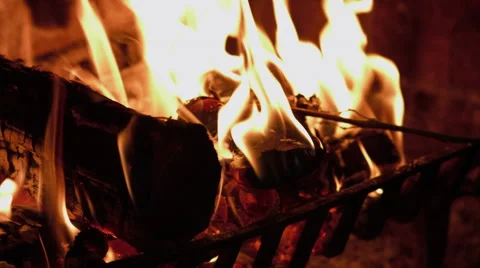 Rose burning in a fireplace Stock Footage 63309507